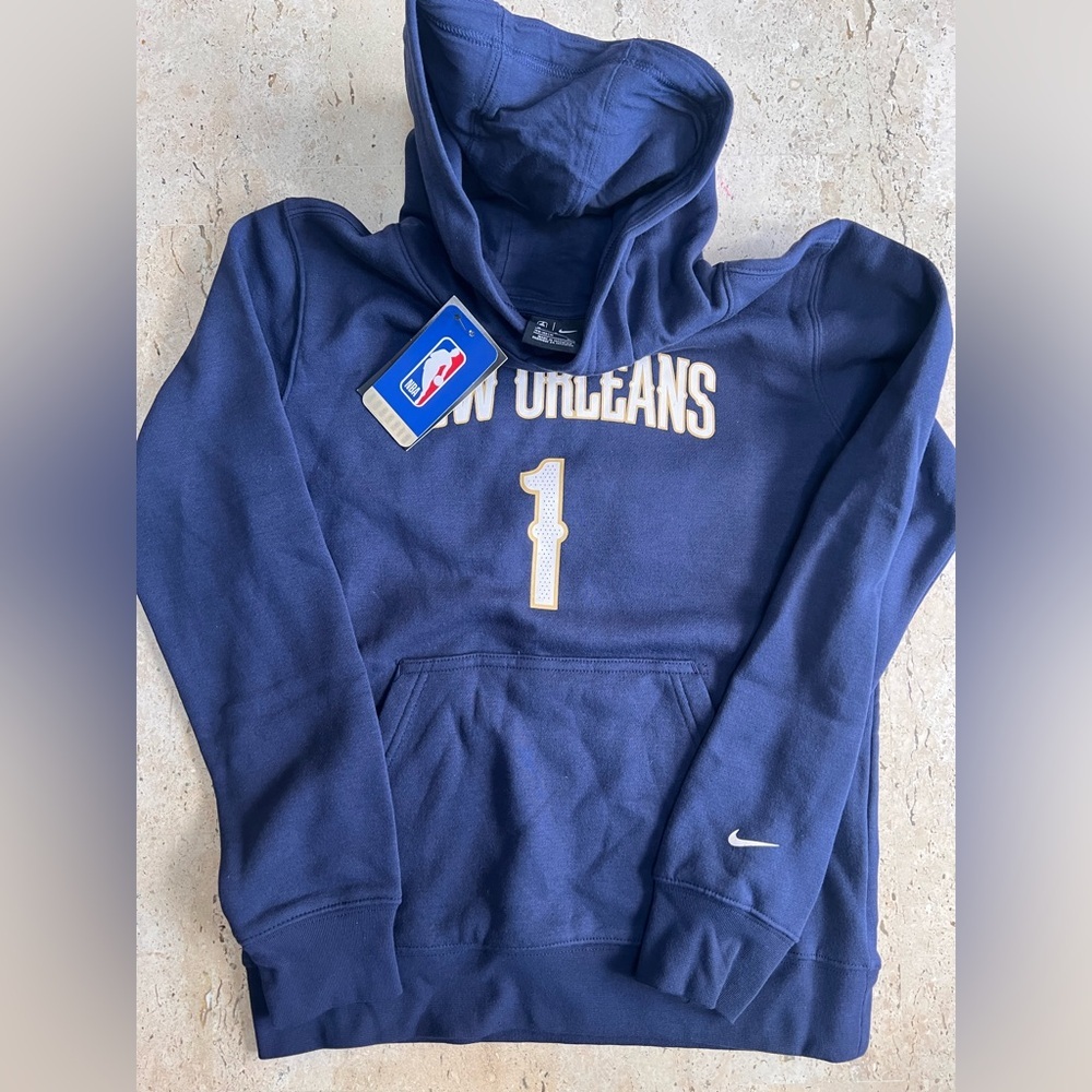 Nike Boys Hoodie NBA New Orleans Pelican Zion Williamson #1 Navy Blue Size Med